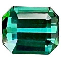 0.92 carats Greenish Blue Tourmaline Stone Emerald Cut Afghan Gemstone