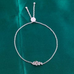 0.92 Carats Minimalist Mixed Cut Diamond Bracelet in 18K White Gold Handmade