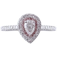0.92 carats - Platinum Engagement Ring Pear Shape Diamond Natural Light Pink