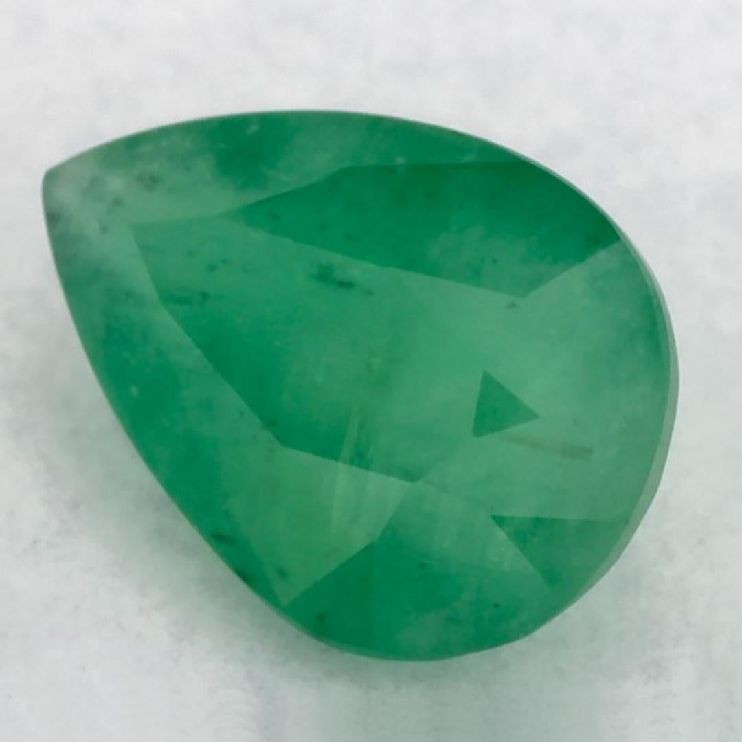 Pear Cut 0.92 Ct Emerald Pear Loose Gemstone For Sale