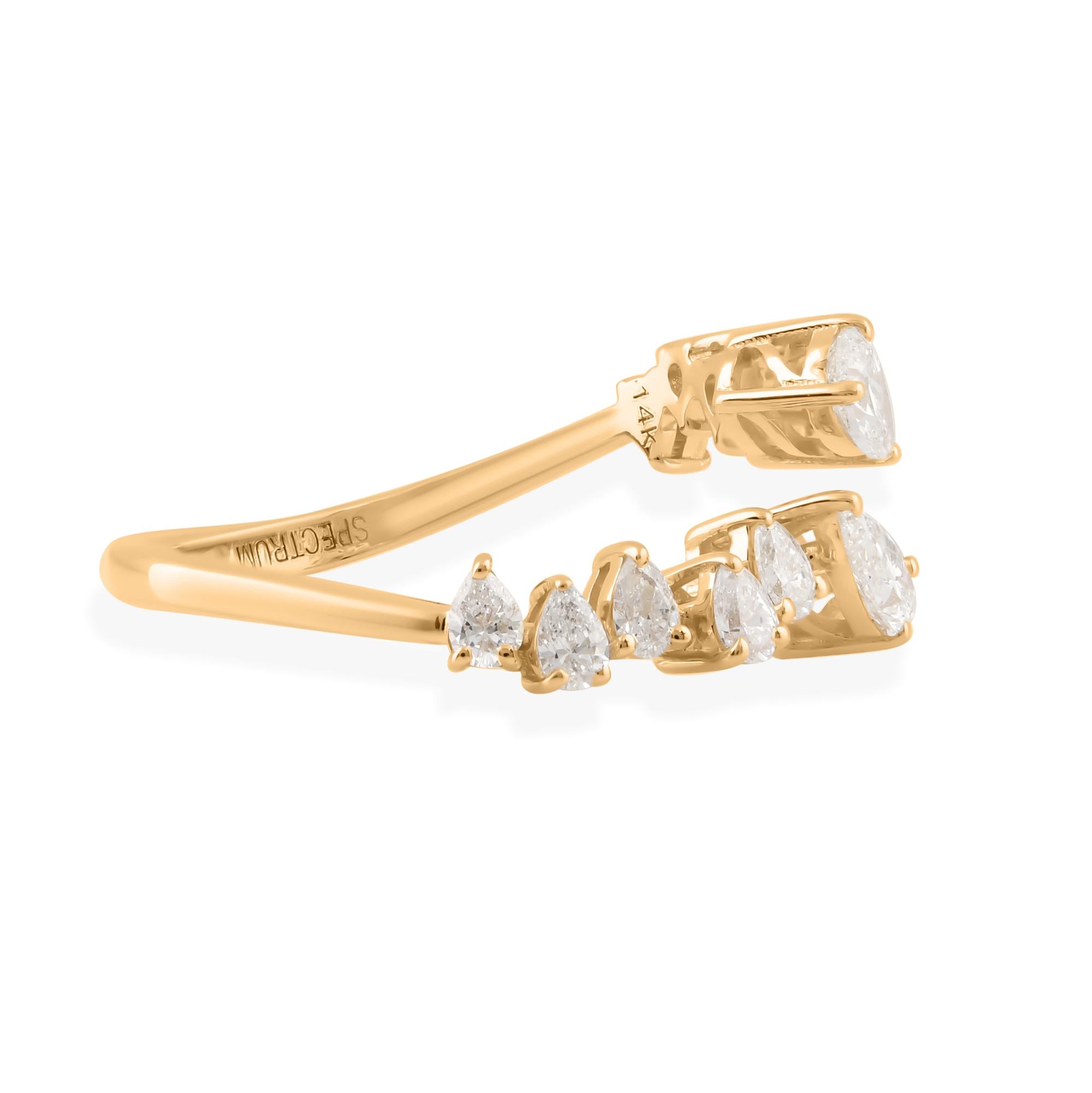 Moderne 0.92 Ct Natural Diamond Wrap Around Open Engagement Ring 18 Karat Yellow Gold en vente
