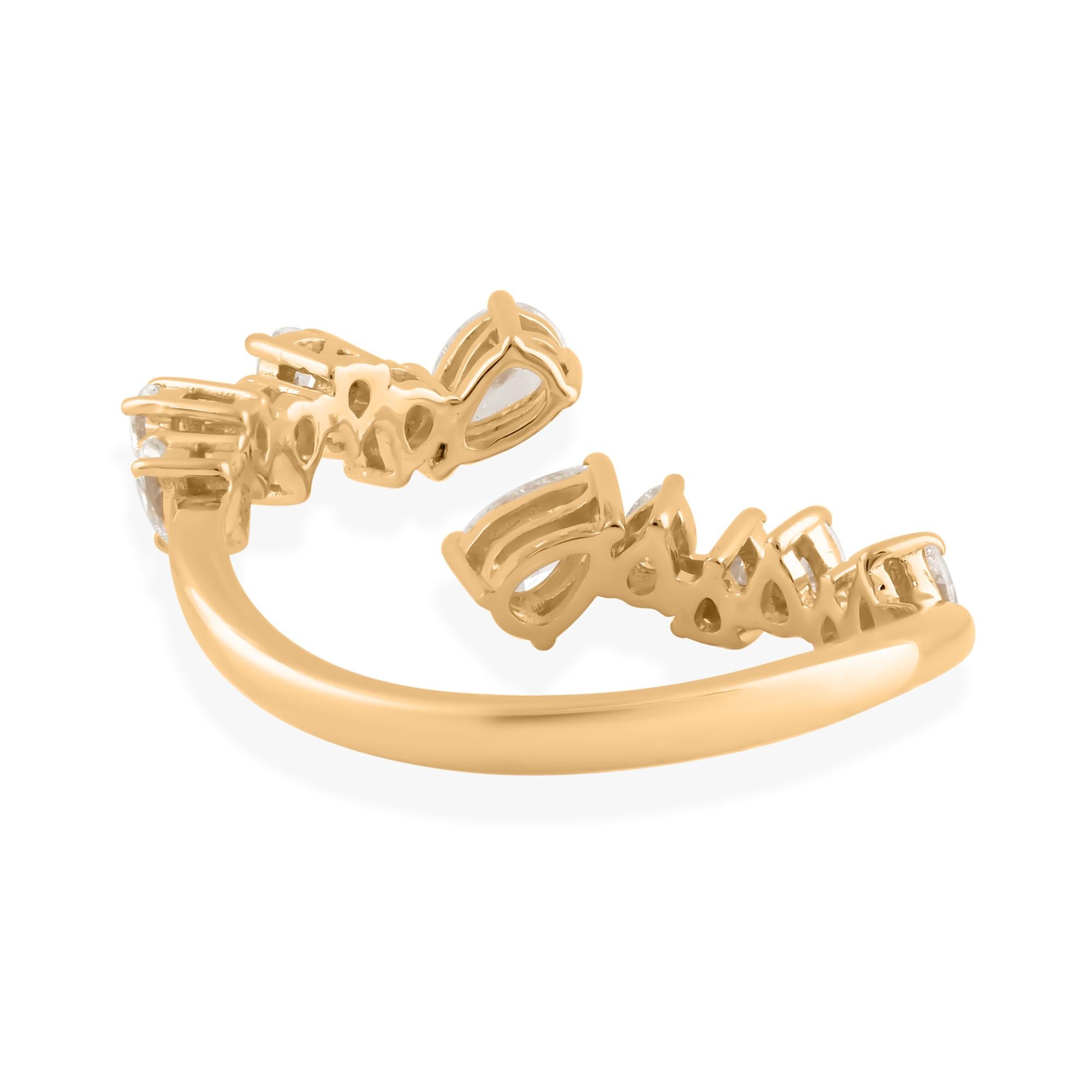 0.92 Ct Natural Diamond Wrap Around Open Engagement Ring 18 Karat Yellow Gold en vente 4