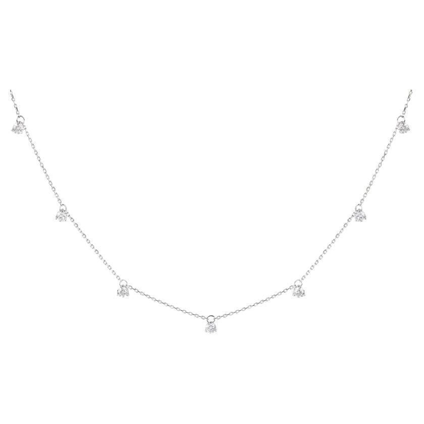 0.92 Cts Diamond Charm Necklace in 18K White Gold