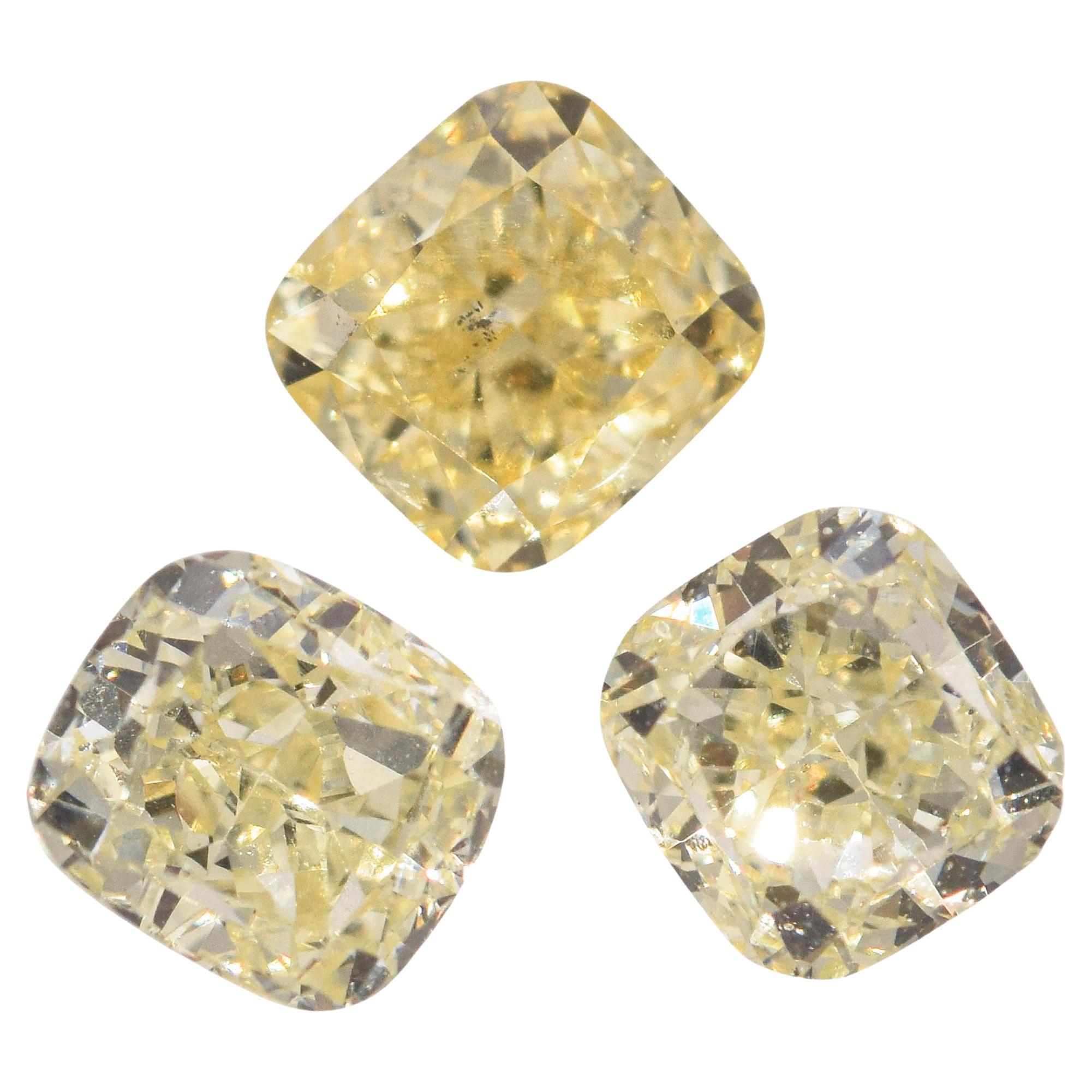 0.92 TCW Yellow Cushion Diamond Loose Stones For Sale