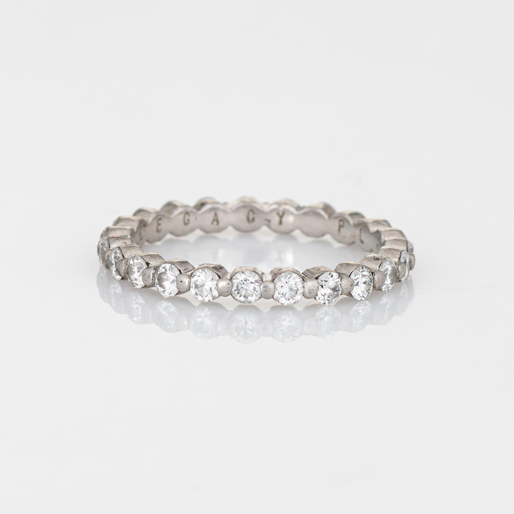 Contemporary 0.92ct Diamond Eternity Ring Platinum Band Estate Fine Jewelry Wedding For Sale
