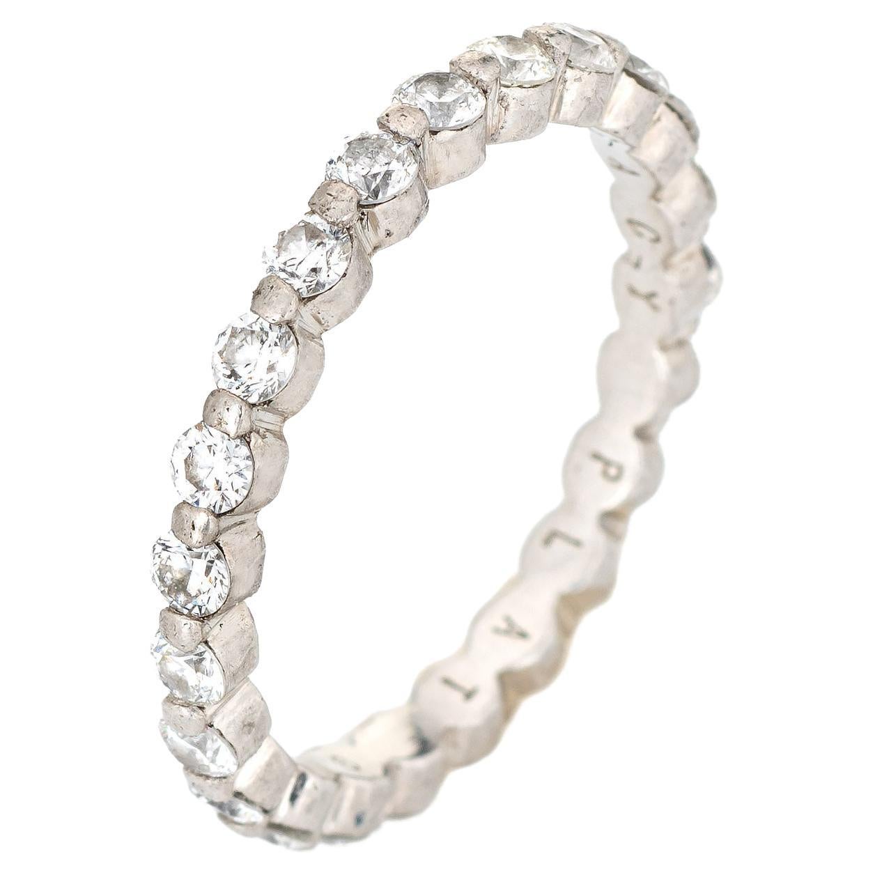 0.92ct Diamond Eternity Ring Platinum Band Estate Fine Jewelry Wedding For Sale