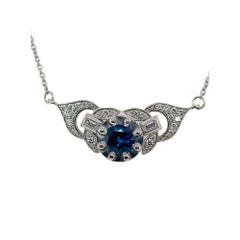 0.92ct Fine Quality Certified Sapphire & Diamond Pendant in Platinum