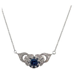 0.92ct Fine Quality Certified Sapphire & Diamond Pendant in Platinum