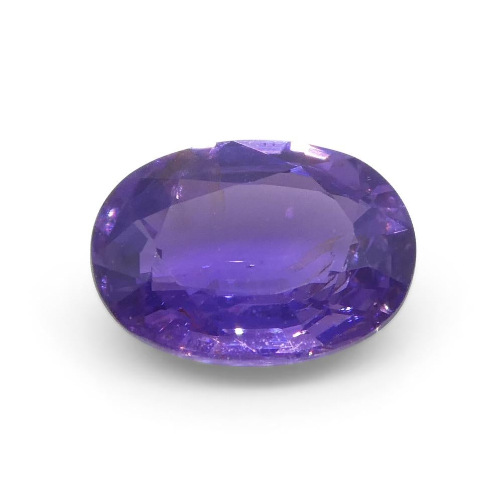 Saphir violet ovale 0.92 carat non chauffé de Madagascar en vente 3