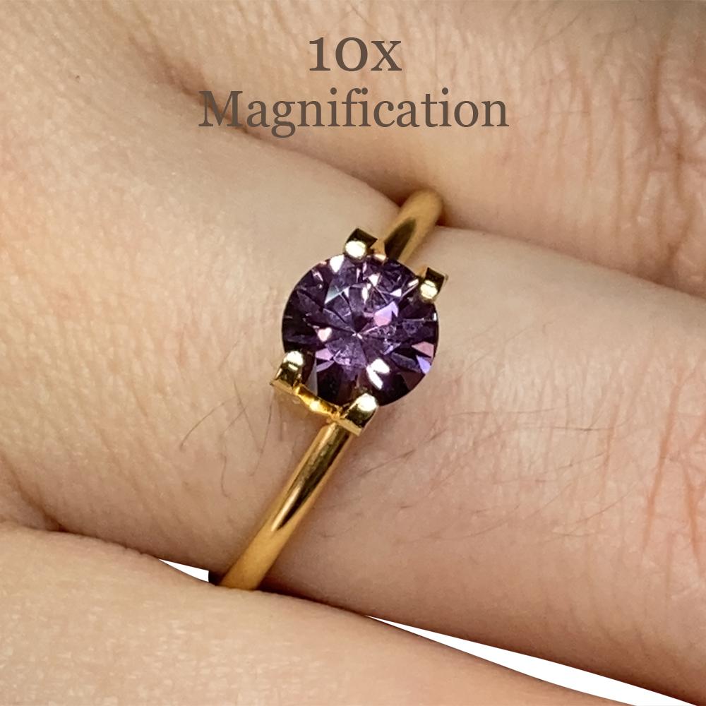 Description:

Gem Type: Spinel
Number of Stones: 1
Weight: 0.92 cts
Measurements: 6.10 x 6.10 x 3.93 mm
Shape: Round
Cutting Style Crown: Brilliant Cut
Cutting Style Pavilion: Mixed Cut
Transparency: Transparent
Clarity: Very Very Slightly Included: