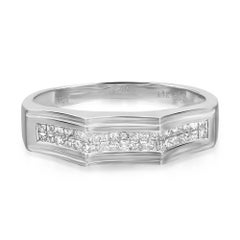 0.92Cttw Channel Set Princess Cut Diamond Mens Wedding Band Ring 14K White Gold