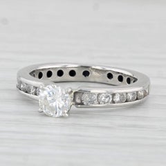 0,92 Karat Diamant Verlobungsring Platin Größe 5,25 Runder Solitär mit Akzenten
