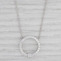 0.92ctw Diamond Eternity Circle Pendant Necklace 14k White Gold 19" Rope Chain