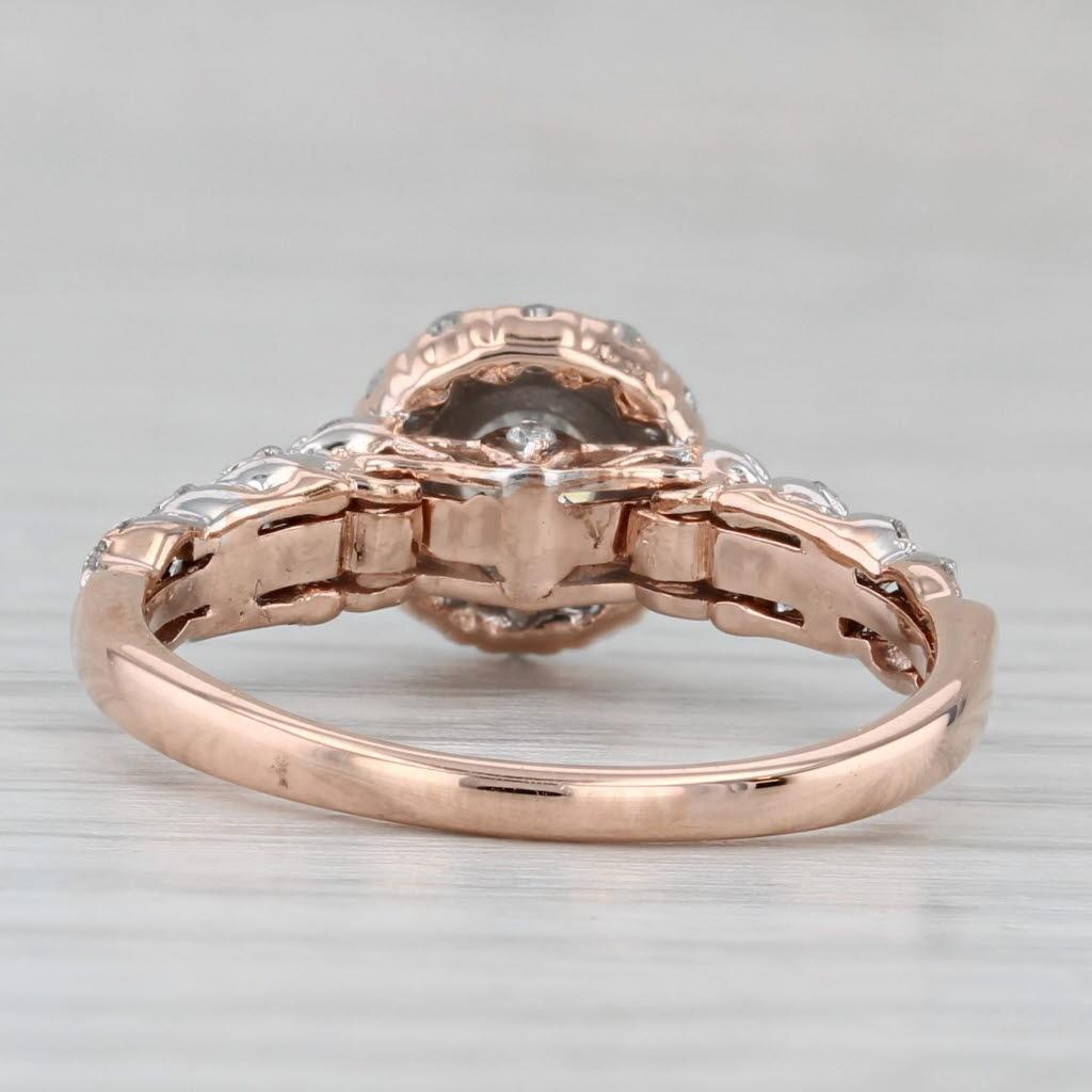 0,92 Karat Diamant Halo Verlobungsring 14k Roségold Größe 7 (Rundschliff) im Angebot