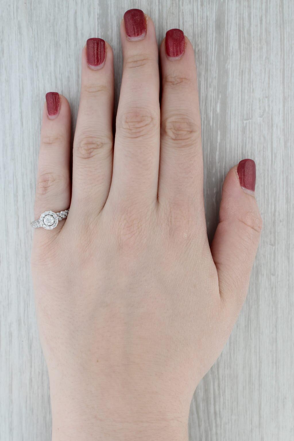 0,92 Karat Diamant Halo Verlobungsring 14k Roségold Größe 7 im Angebot 4