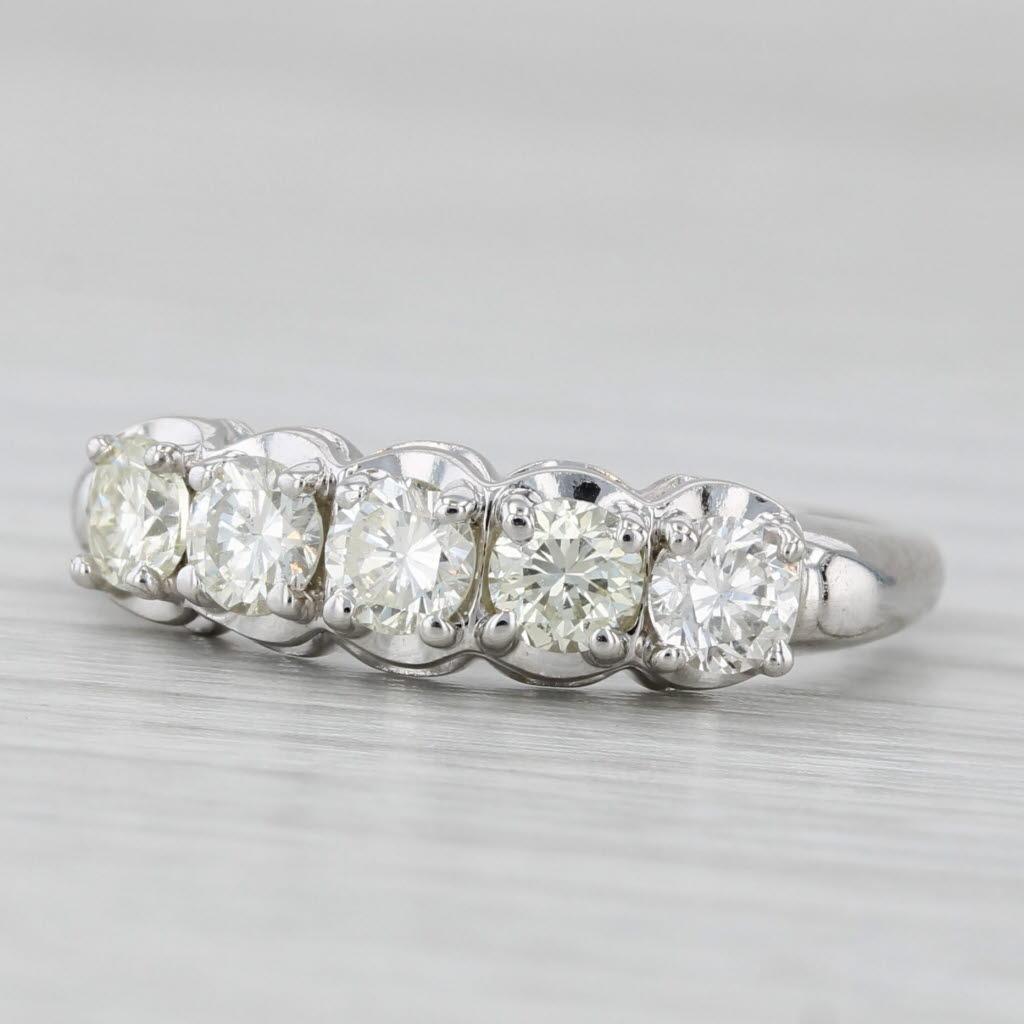 0.92ctw Diamond Ring 14k White Gold Size 6.5 Stackable Wedding Anniversary Band