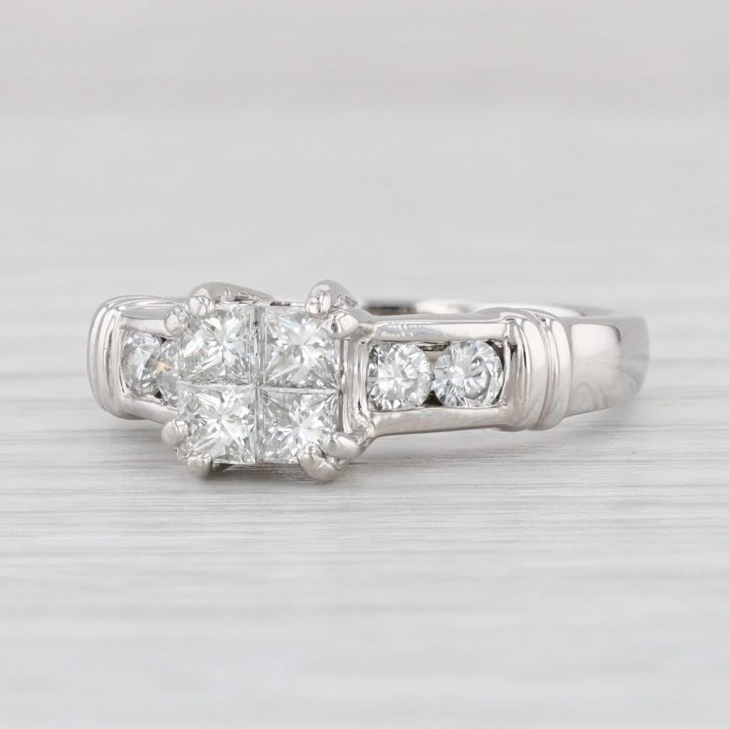0.92ctw Princess Diamond Engagement Ring Platinum Size 6.5 3