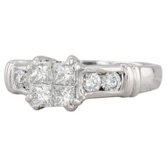 0.92ctw Princess Diamond Engagement Ring Platinum Size 6.5