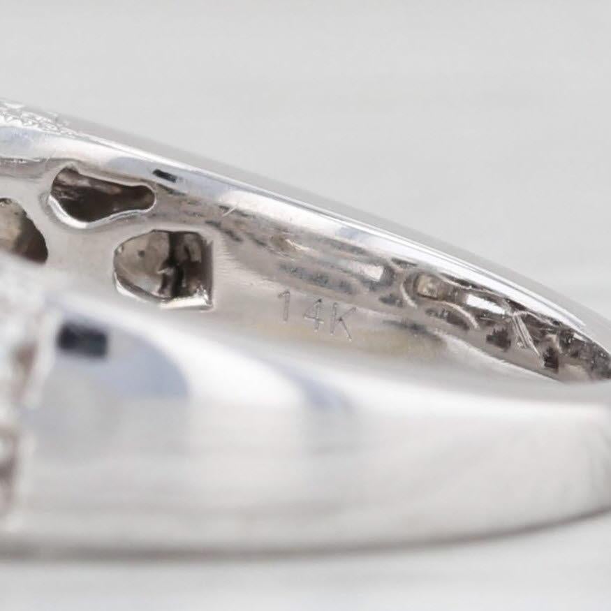 0.92ctw Princess Diamond Halo Engagement Ring 14k White Gold Size 7.25 1