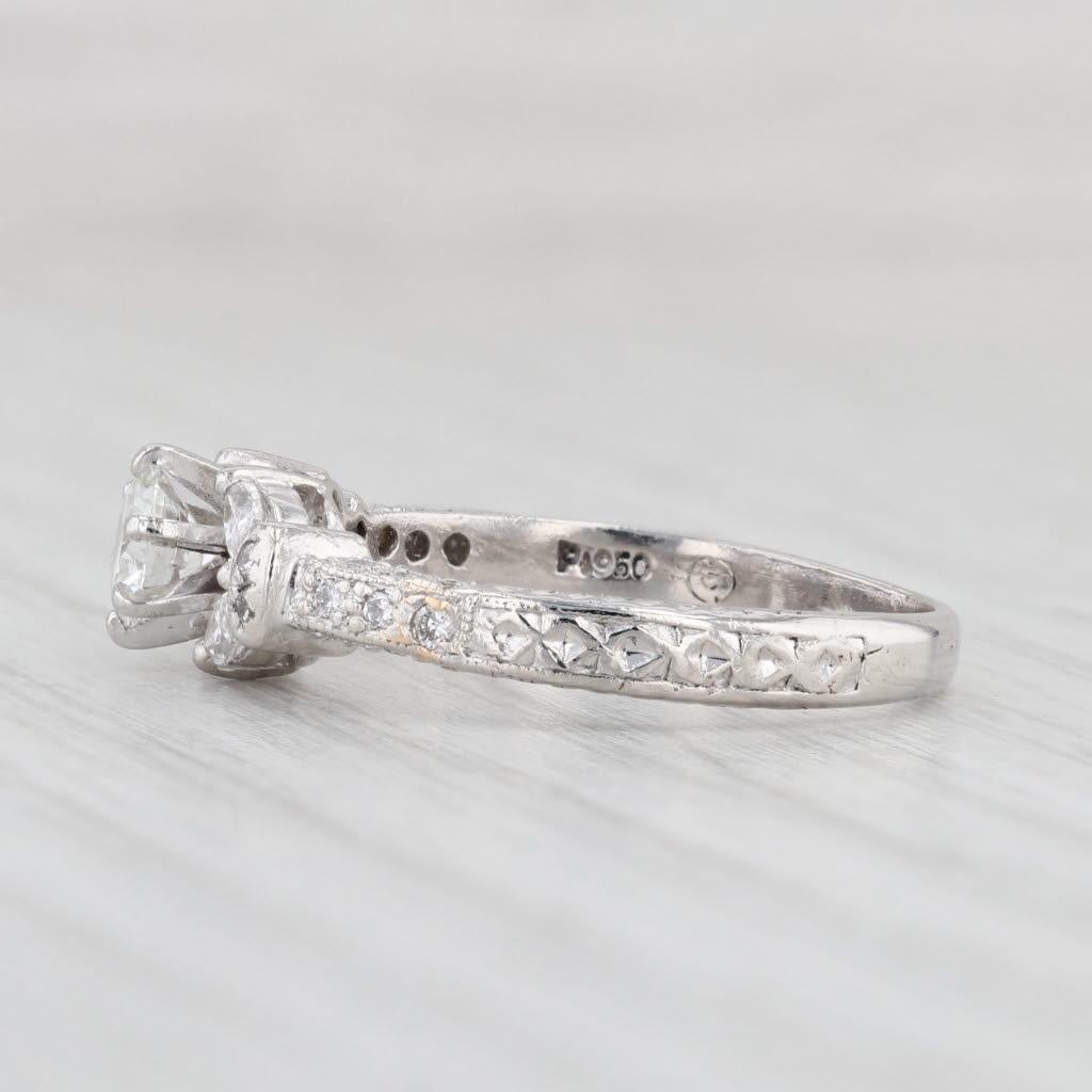 0.92ctw Round Diamond Engagement Ring 950 Platinum Size 7 1