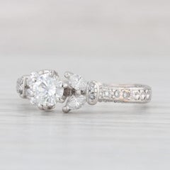 0.92ctw Round Diamond Engagement Ring 950 Platinum Size 7