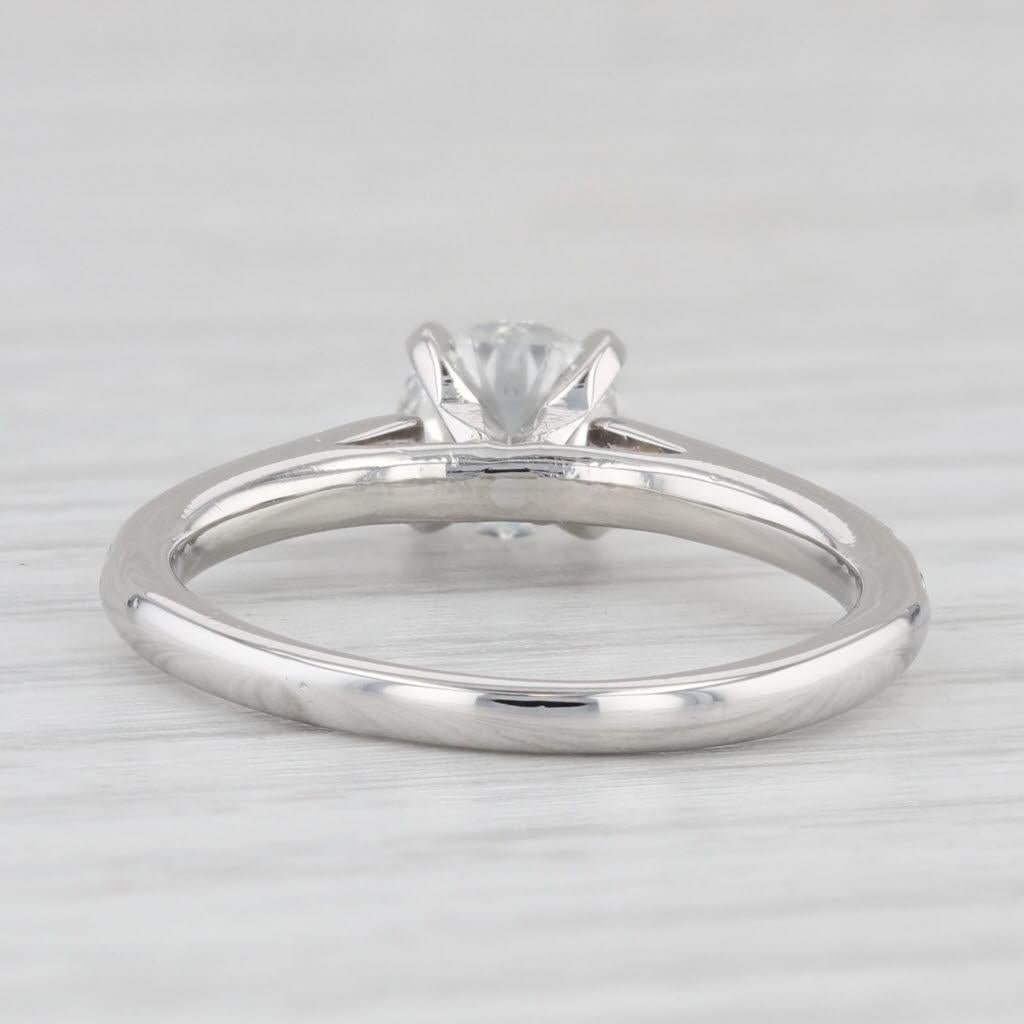 0.92ctw Round Diamond Engagement Ring Platinum Size 6.25 Cathedral Band GIA In Good Condition In McLeansville, NC