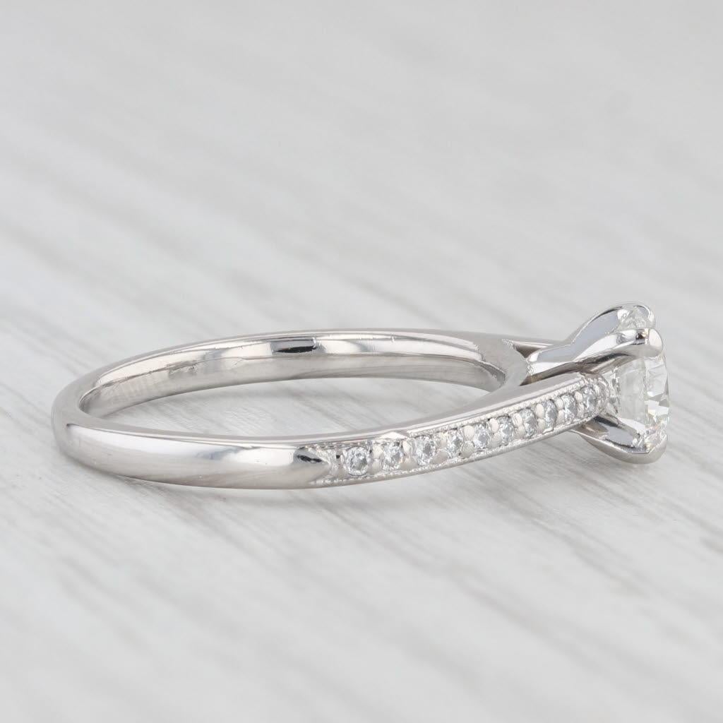 Women's 0.92ctw Round Diamond Engagement Ring Platinum Size 6.25 Cathedral Band GIA
