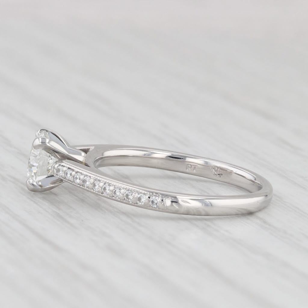 0.92ctw Round Diamond Engagement Ring Platinum Size 6.25 Cathedral Band GIA 1