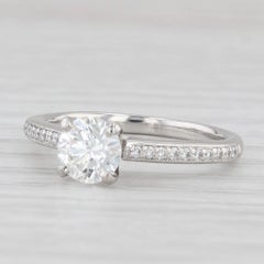 0.92ctw Round Diamond Engagement Ring Platinum Size 6.25 Cathedral Band GIA