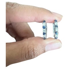 0.93 Carat Blue Sapphire Diamond White Gold Earrings