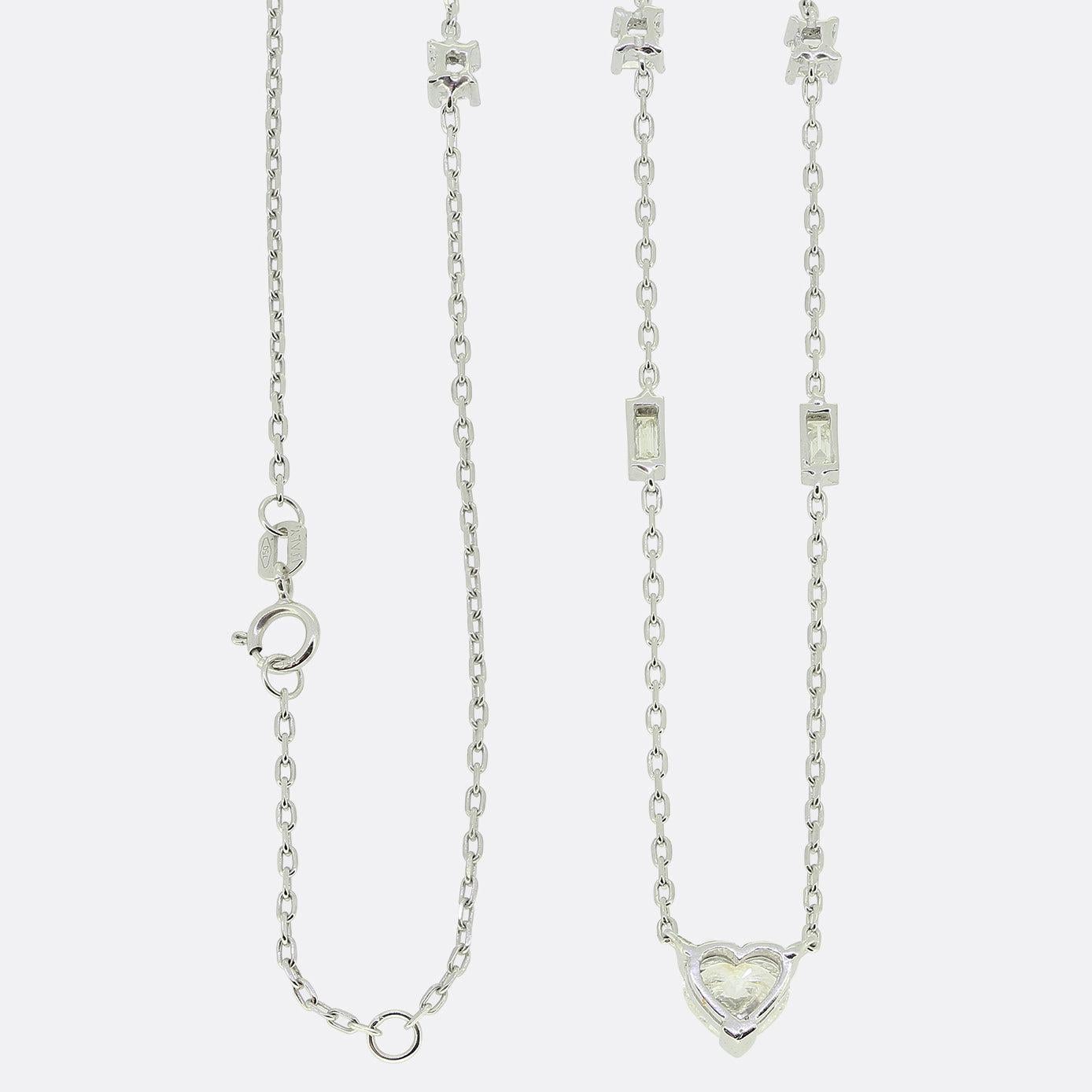 Taille cœur Collier de diamants en forme de cœur de 0,93 carat en vente