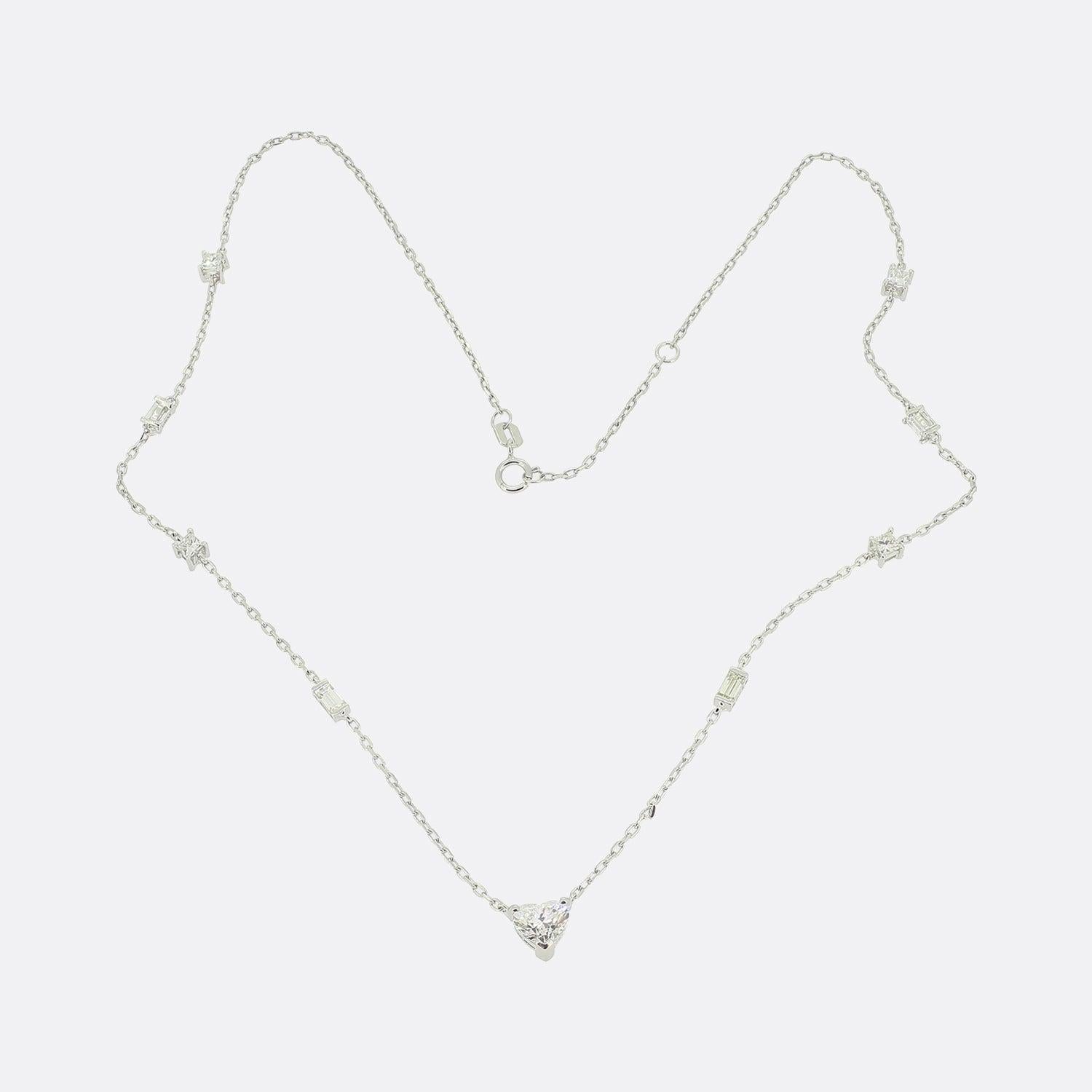 Collier de diamants en forme de cœur de 0,93 carat Bon état - En vente à London, GB