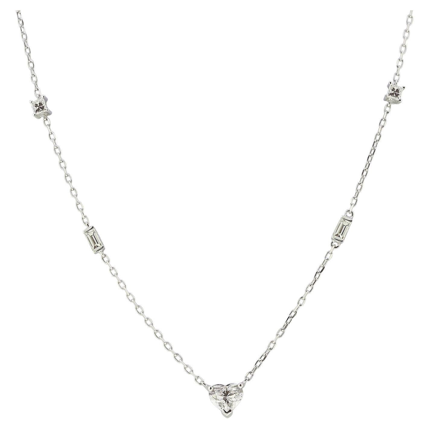Collier de diamants en forme de cœur de 0,93 carat