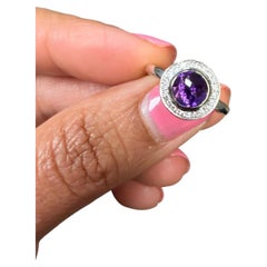 0.93 Carat Natural Amethyst Diamond 14 Karat White Gold Ring