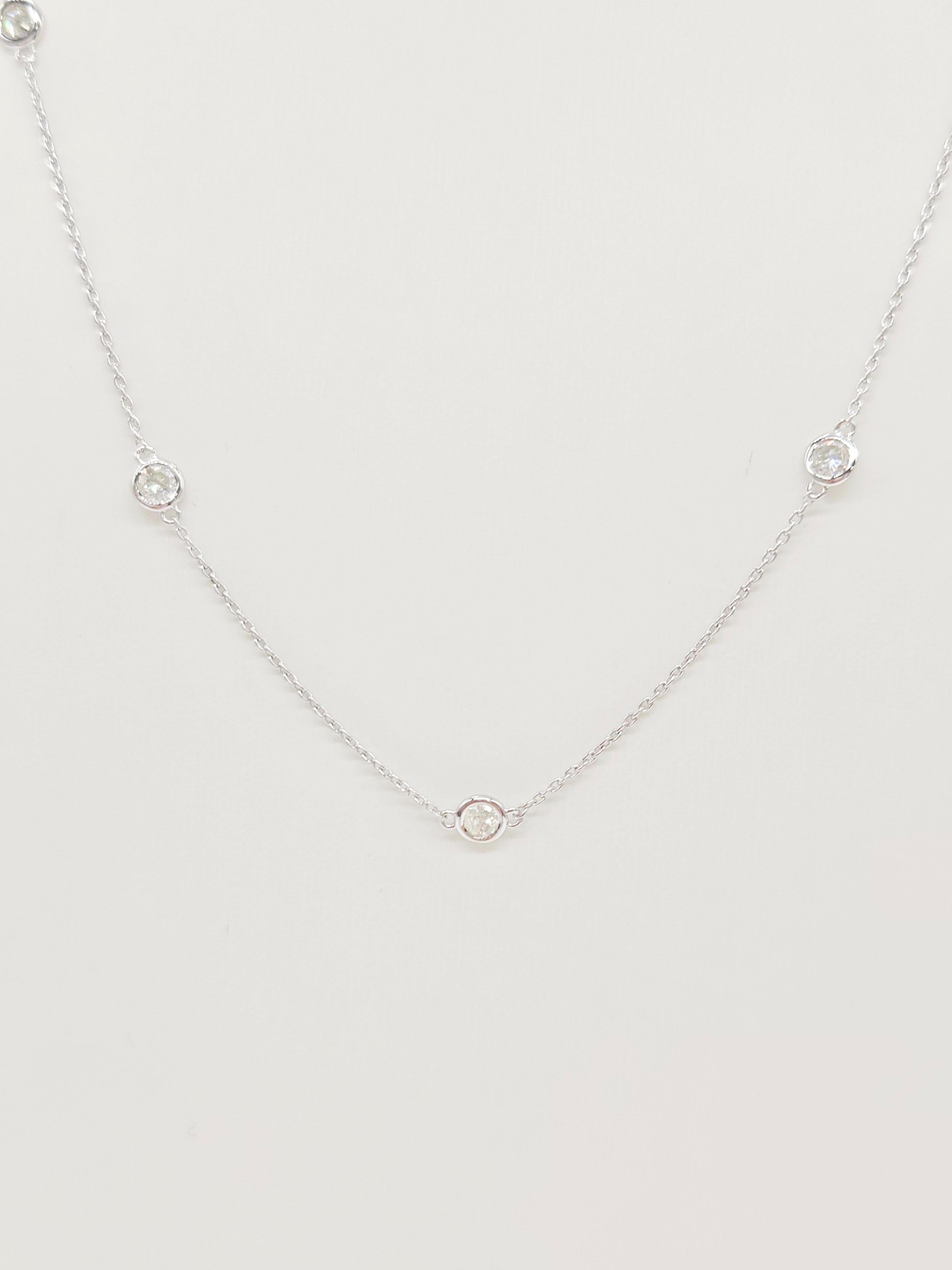 Moderno Collana di diamanti naturali da 0,93 carati in oro bianco 14 carati da 18''. in vendita