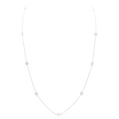 Collar de diamantes naturales de 0,93 quilates en oro blanco de 14 quilates 18''