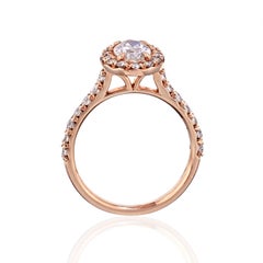 0.93 Carat Oval Diamond G/SI2 EGLA Halo Engagement Ring