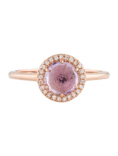 0.93 Carat Round Amethyst & Diamond Rose Gold Ring
