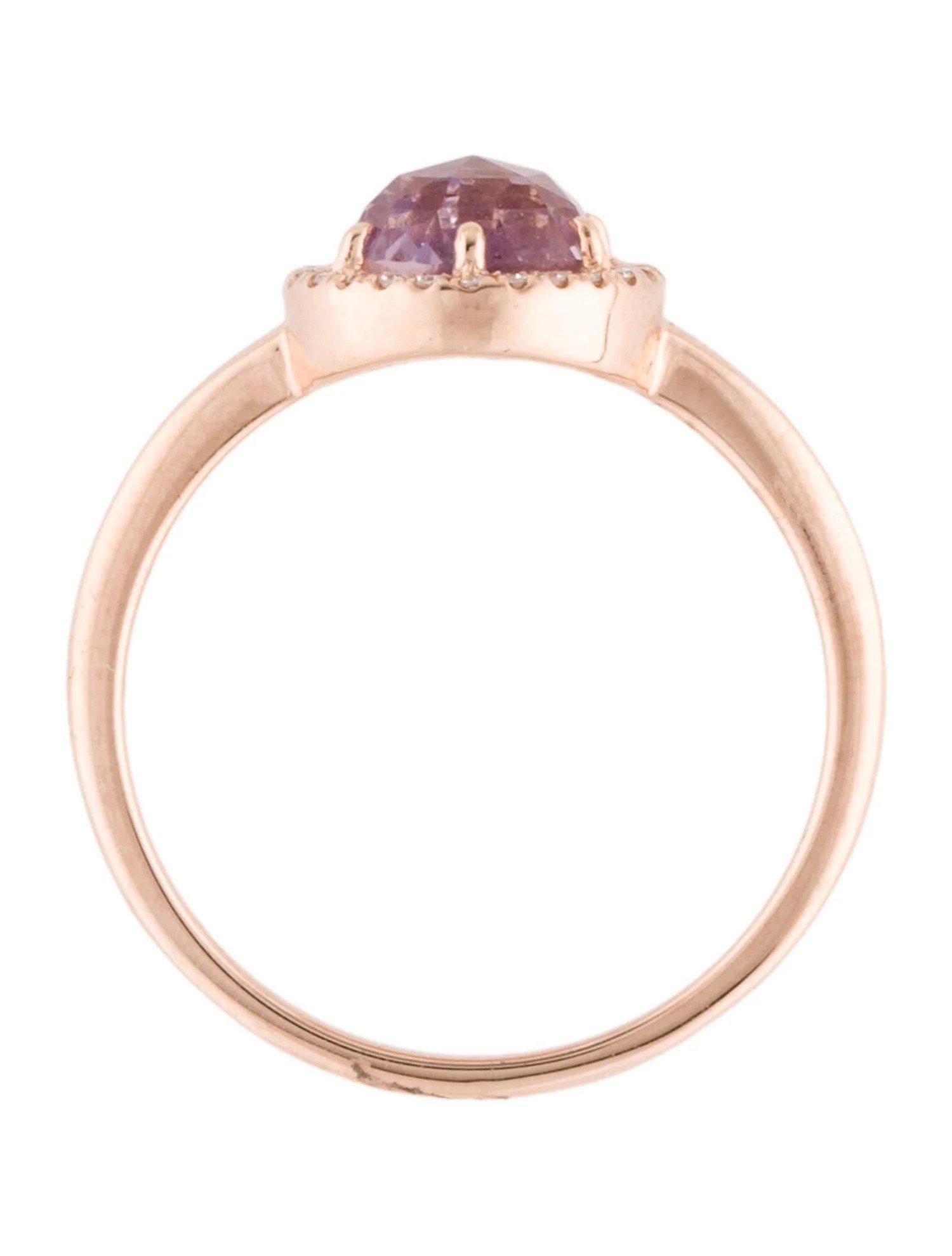 Women's 0.93 Carat Round Amethyst & Diamond Rose Gold Ring For Sale