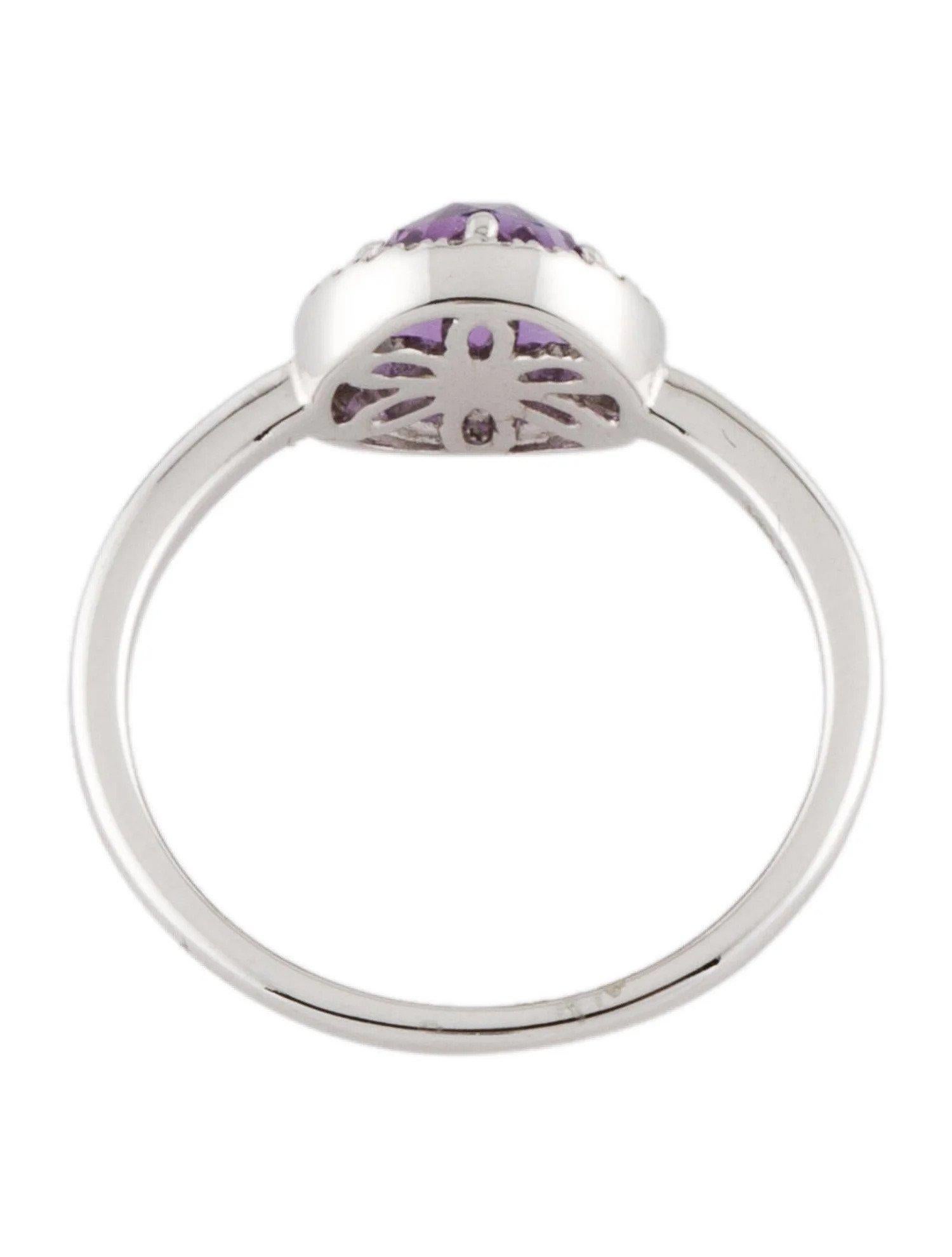 Women's 0.93 Carat Round Amethyst & Diamond White Gold Ring For Sale