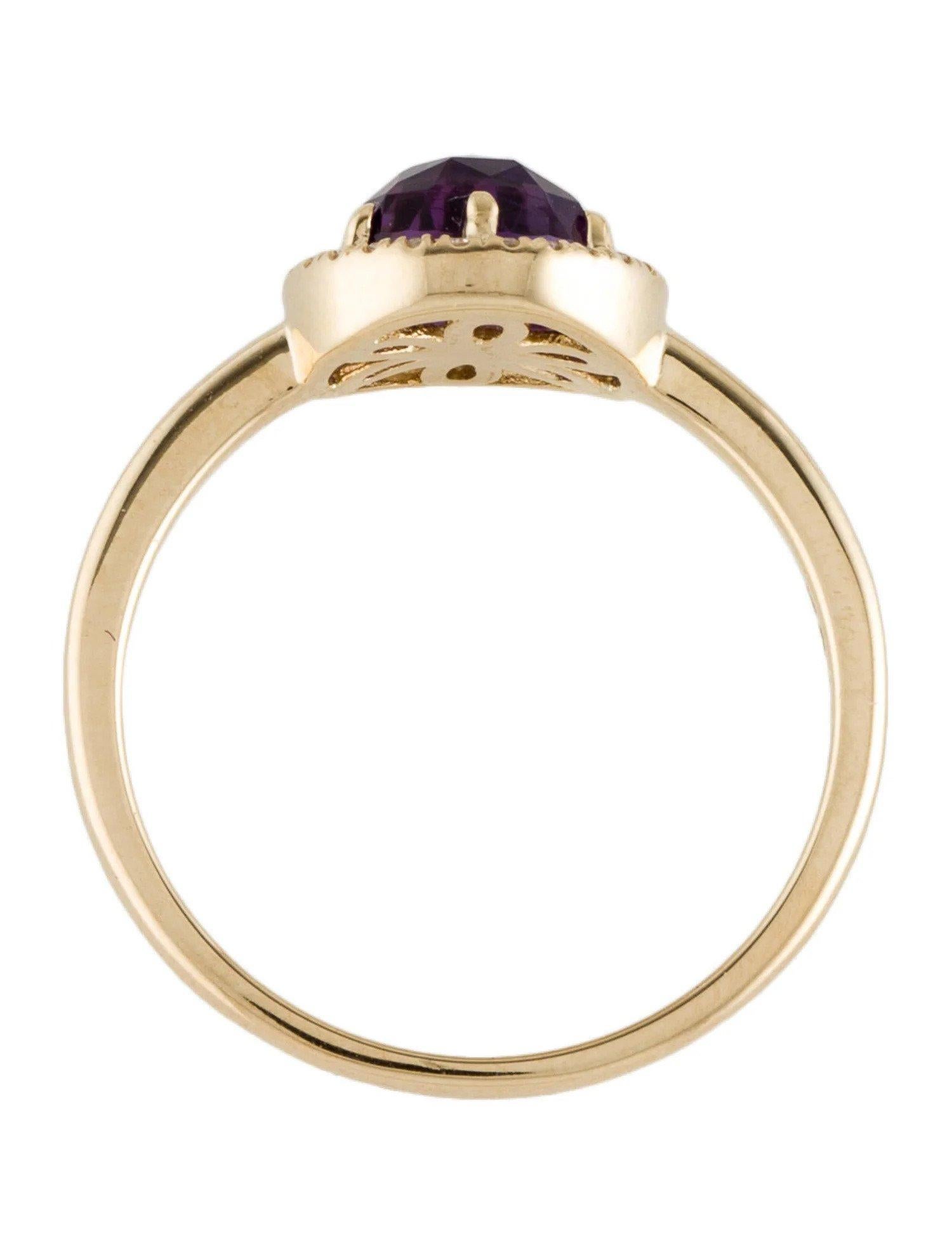 Women's 0.93 Carat Round Amethyst & Diamond Yellow Gold Ring For Sale