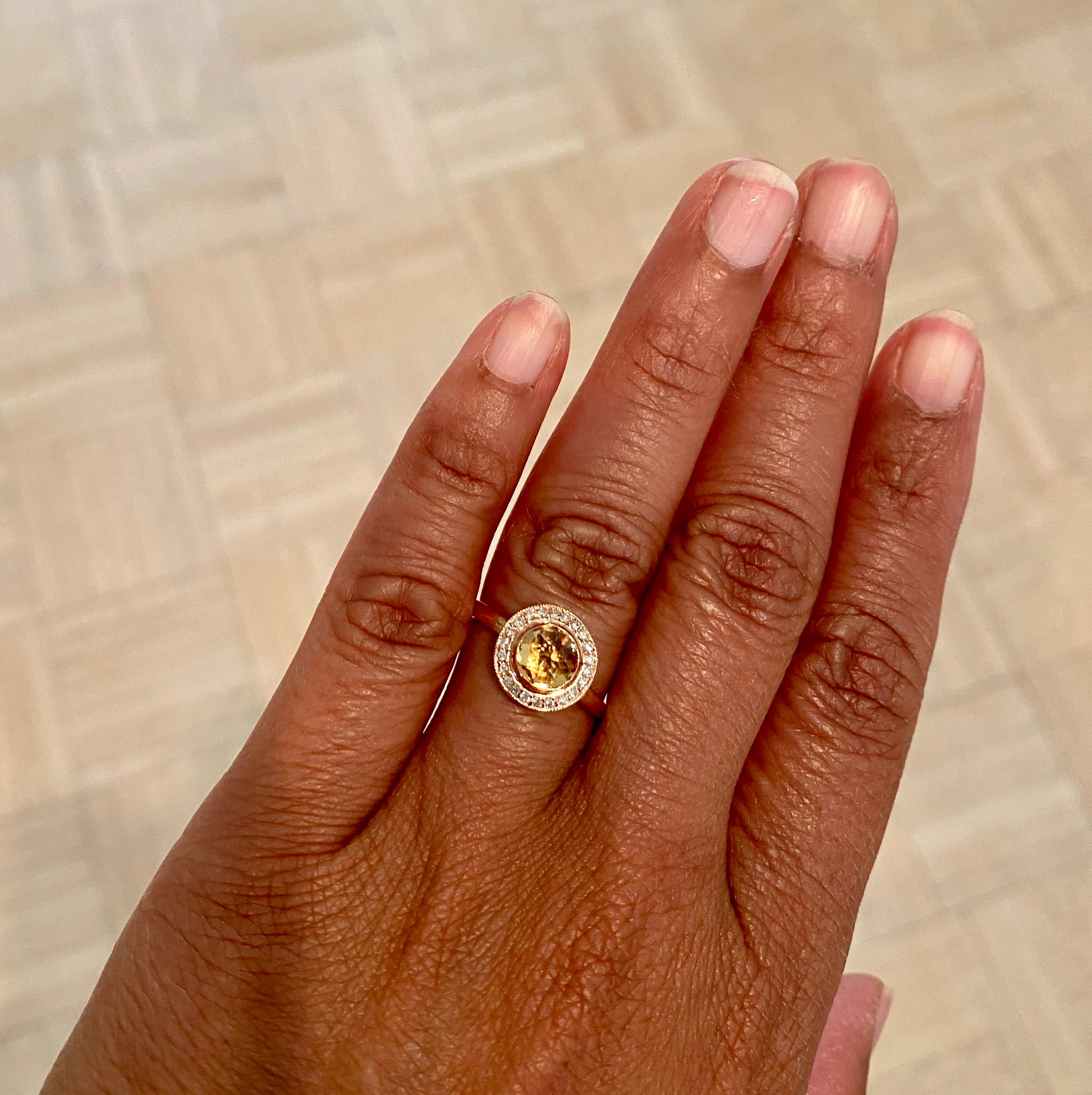 citrine and rose gold ring