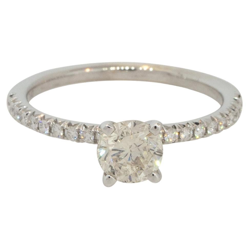 0.93 Carat Round Diamond Solitaire Engagement Ring 14 Karat in Stock For Sale