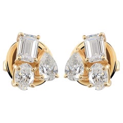 0,93 Carati SI Chiarezza HI Colore Orecchini con diamanti a forma multipla Oro giallo 9 carati