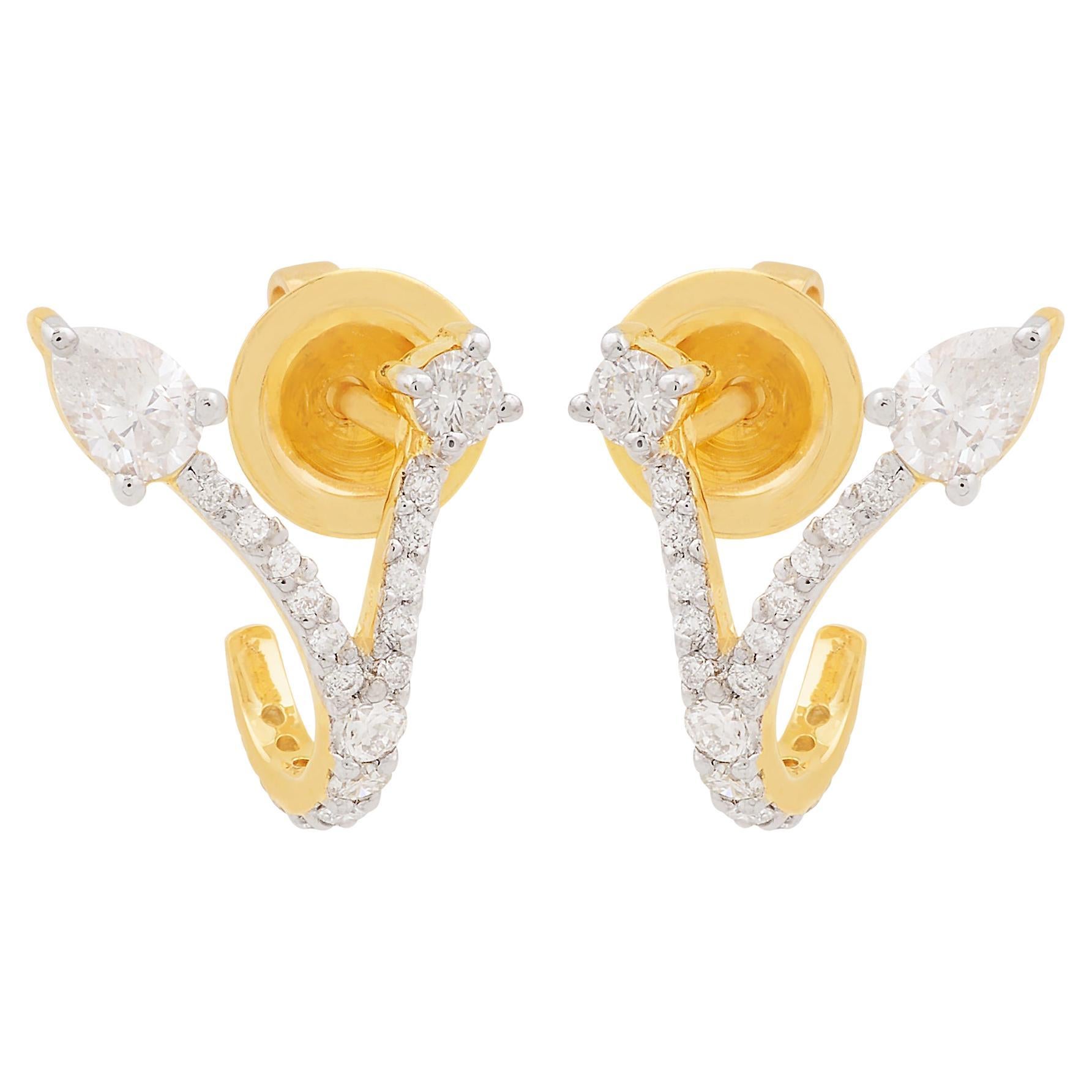 0,93 Carati SI Chiarezza HI Colore Orecchini di diamanti a forma di pera Oro giallo 18 carati