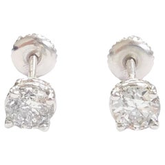 0,93 carati di diamante naturale a forma rotonda Borchie in oro bianco 14 carati