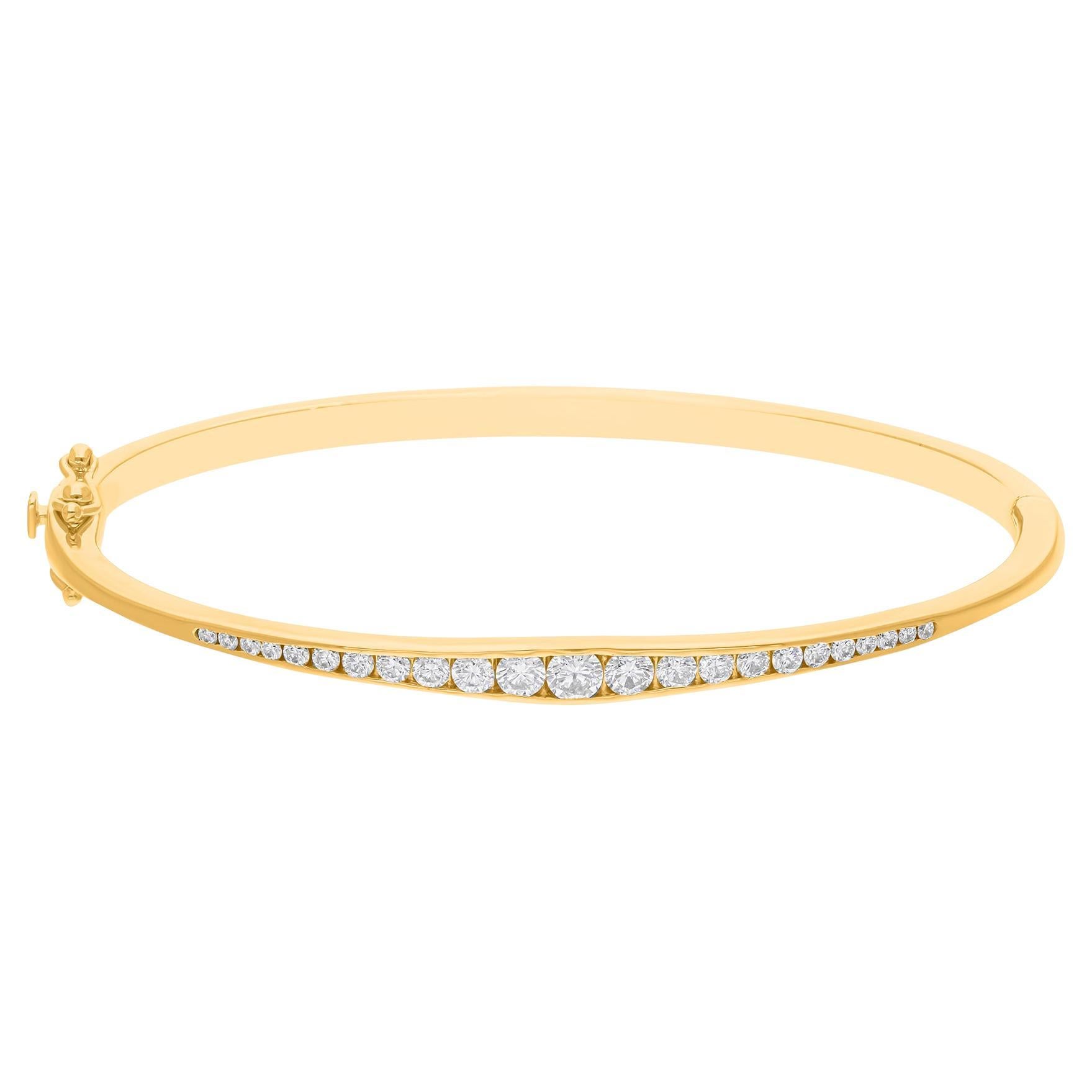 0.93 Ct SI Clarity HI Color Diamond Graduated Necklace 18 Karat Yellow Gold