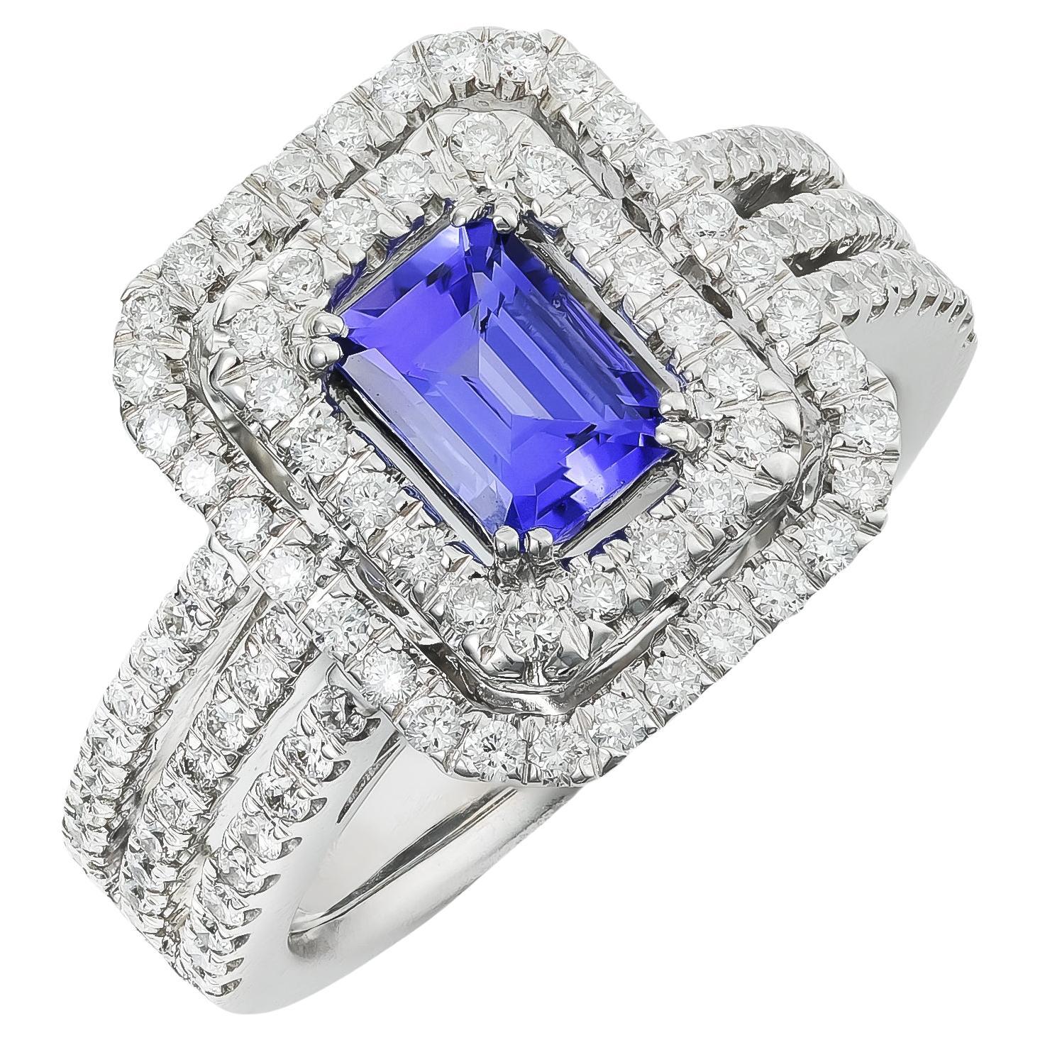 0.93 cts Natural Tanzanite 
0.85 cts Diamonds 18K White Gold Ring
