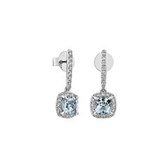 Sunita Nahata Aquamarine 0.93ct. Drop Earrings in 18KWG with Diamond.