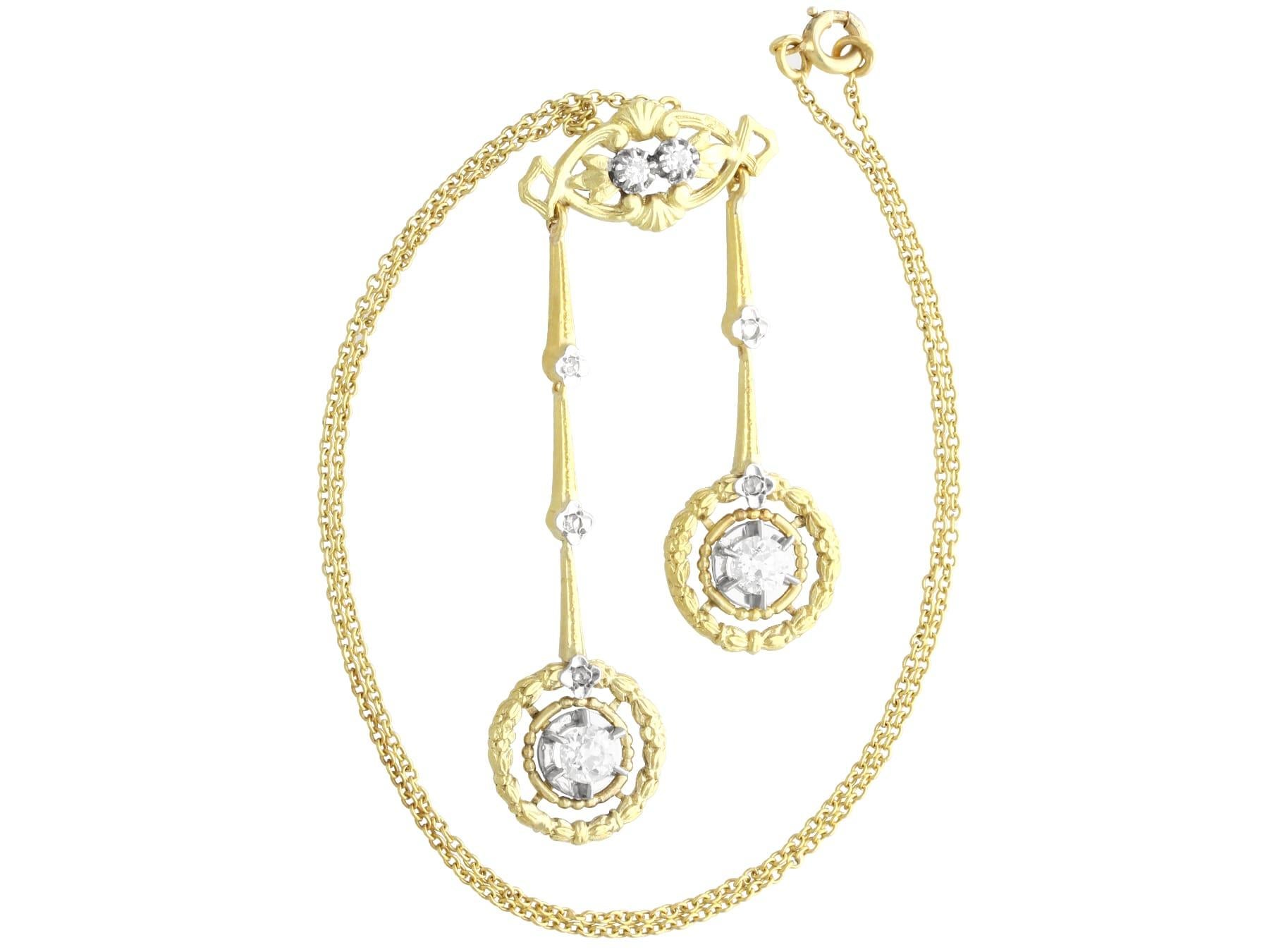 Collana in oro giallo 18 carati con diamante da 0,93 carati - Antica CIRCA 1920 In condizioni ottime in vendita a Jesmond, Newcastle Upon Tyne
